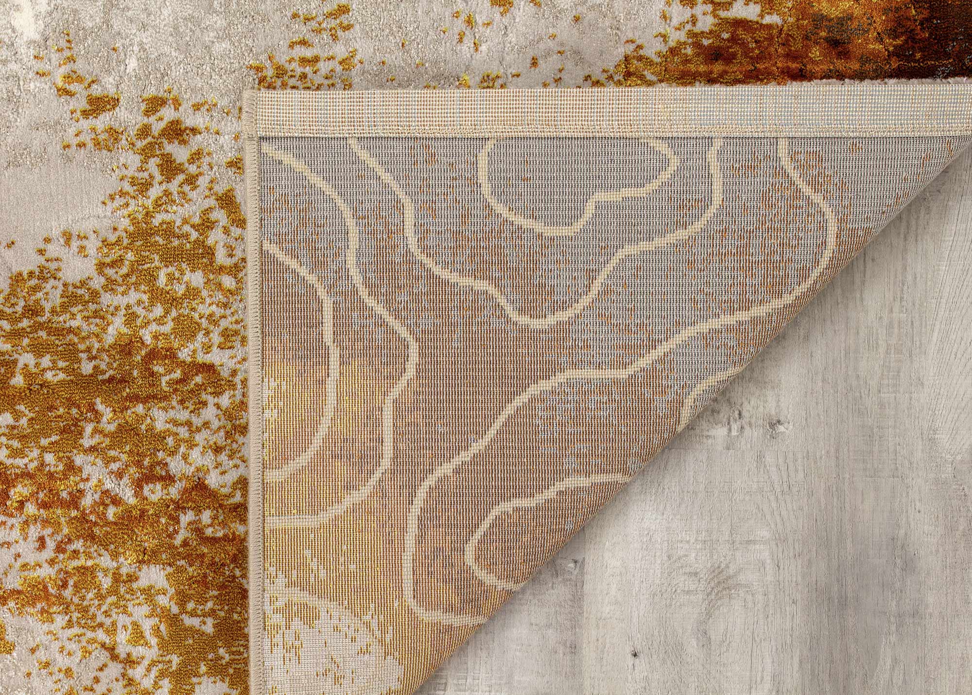 Parlour Rug Parlour Cream Orange Distressed Abstract Rug by Kalora