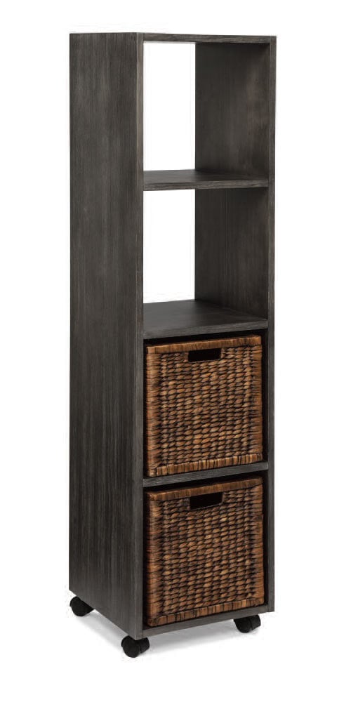 Floor Sample Rolling Bookcase Tower with Baskets Charcoal by Arason
