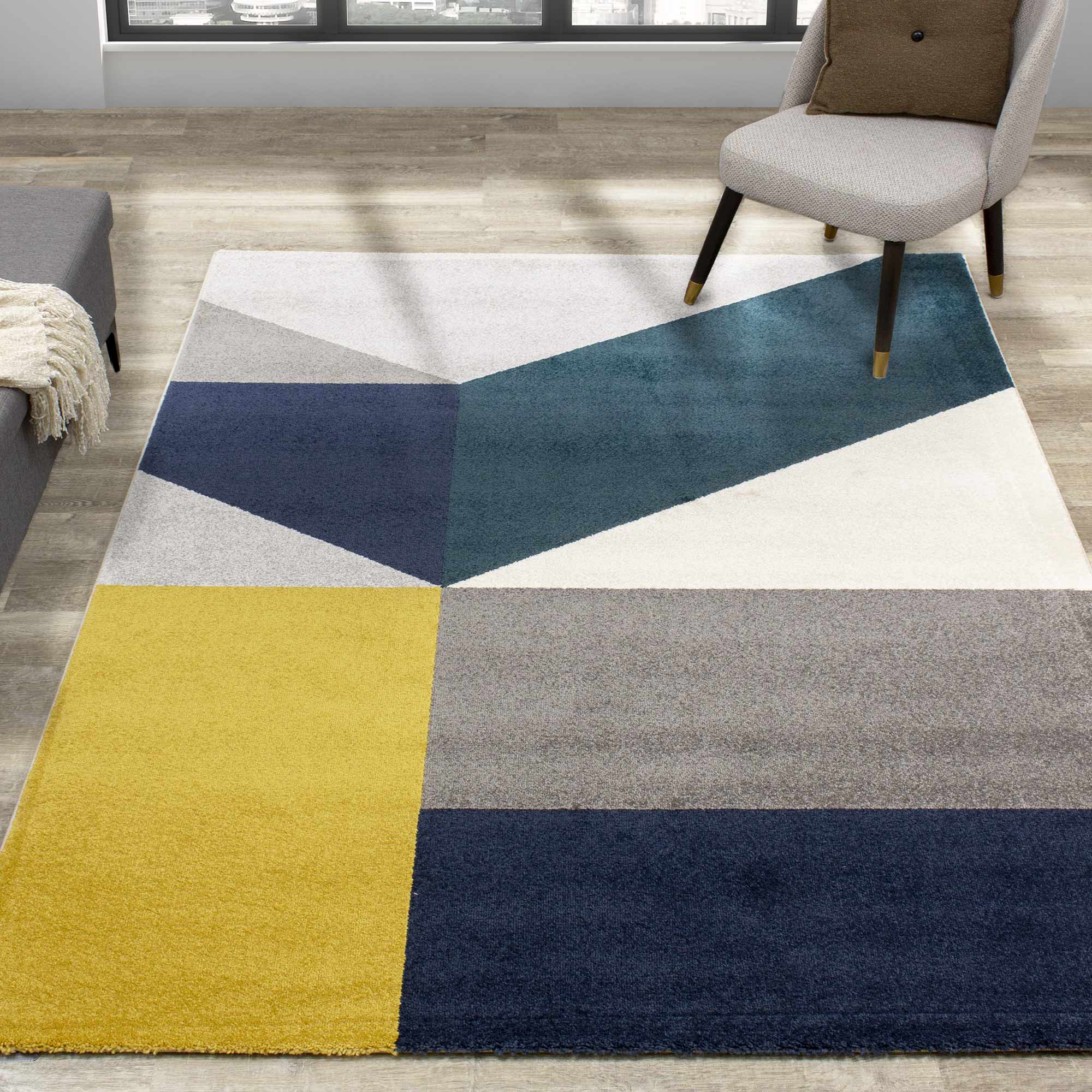 Large Geometric Rugs Safi Grey Blue Large Geometry Rug by Kalora