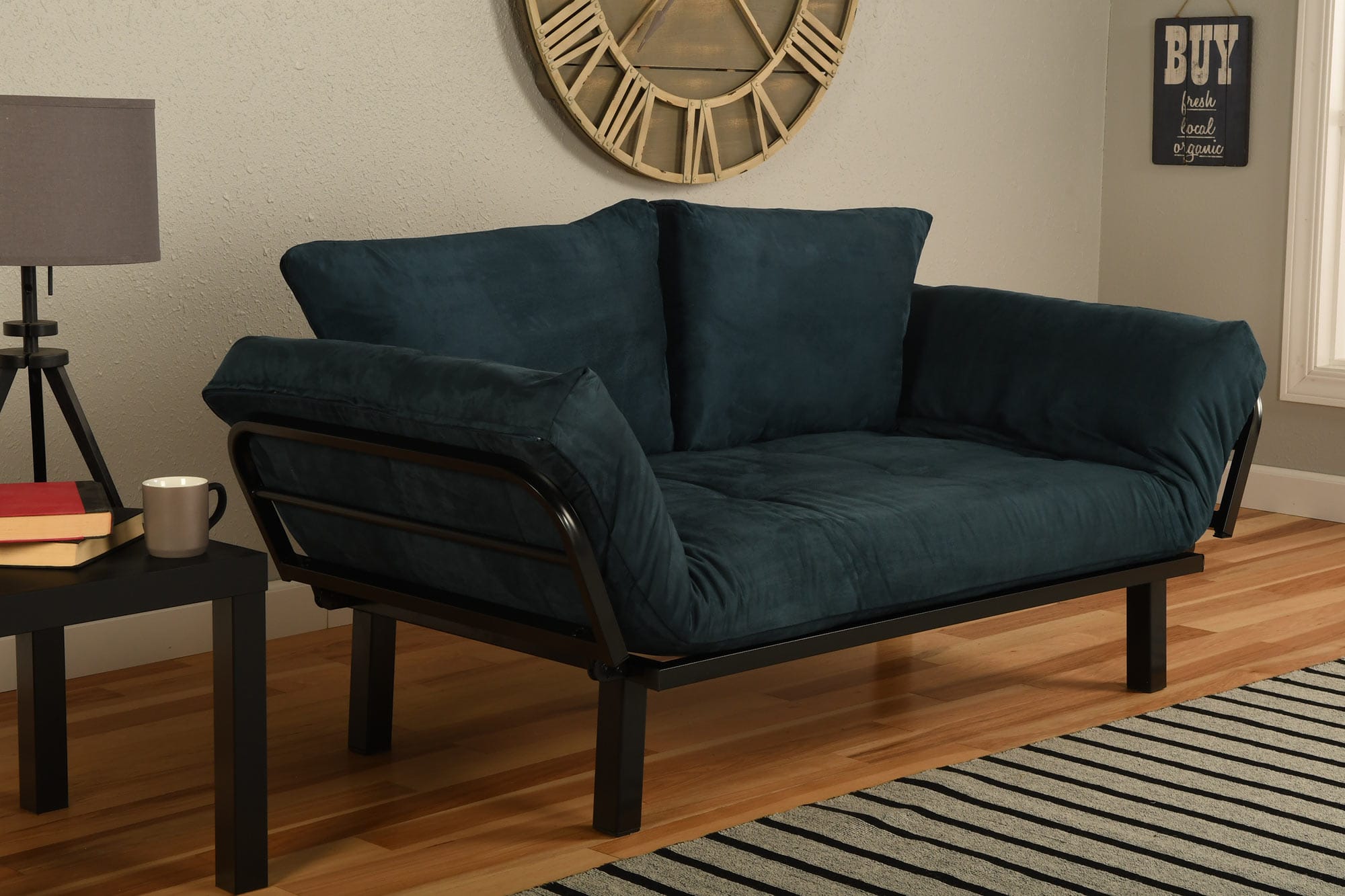 Futon Daybed/Lounger with Mattress Suede Navy by Kodiak