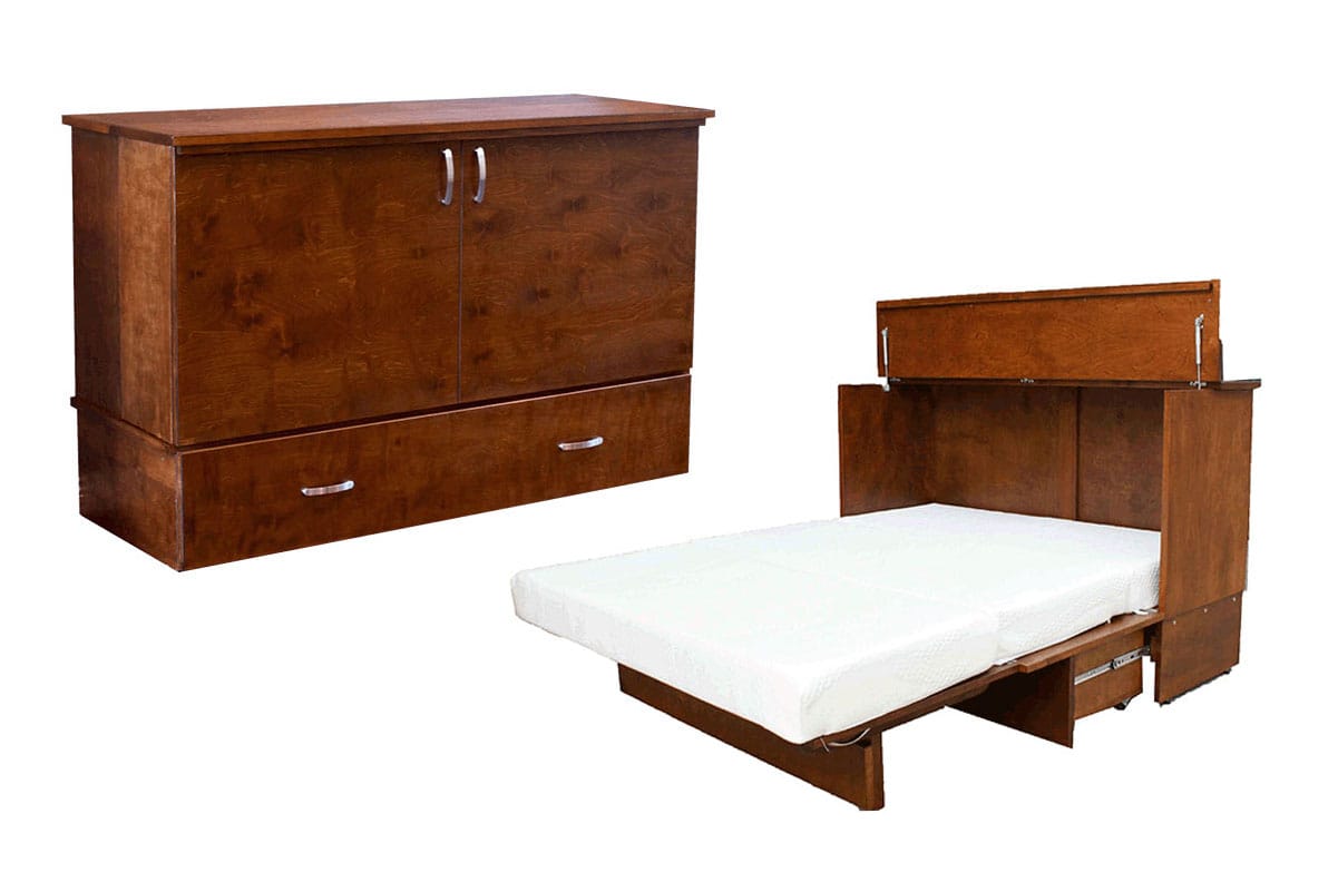 murphy cabinet bed beds stanley twin queen mattress sample floor memory oak furniture java foam futonland transitional headboards cherry shipping