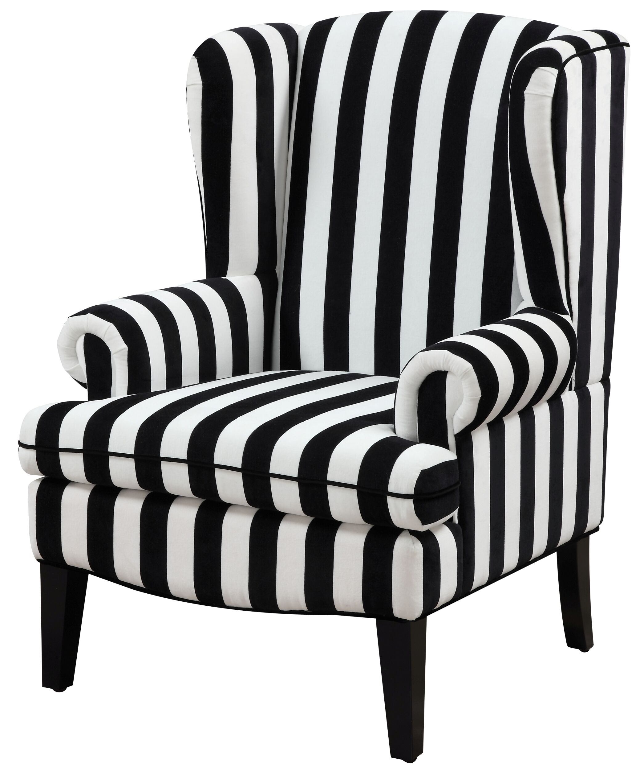 Paris Black & white Velvet Wingback Chair by TOV Furniture