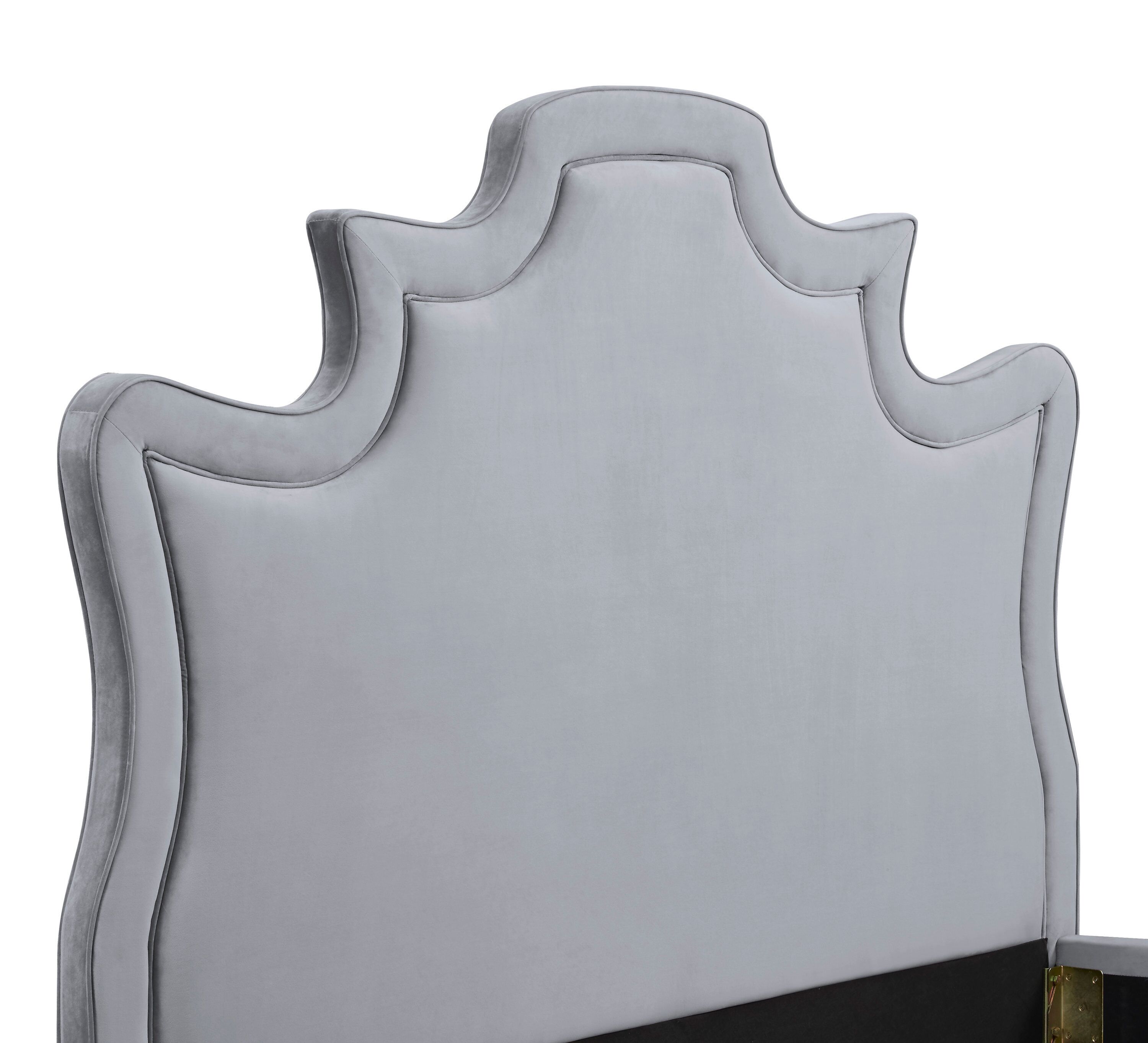 Serenity Grey Velvet Queen Bed by TOV Furniture
