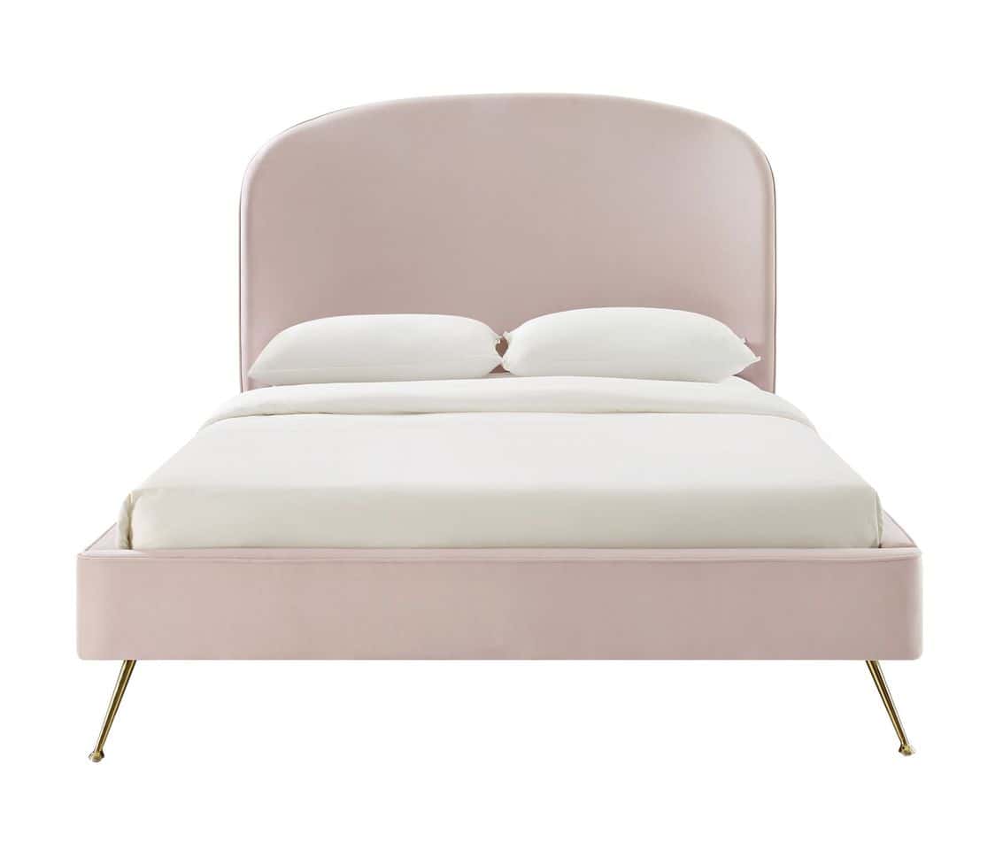 Vivi Blush Velvet King Bed By Tov Furniture