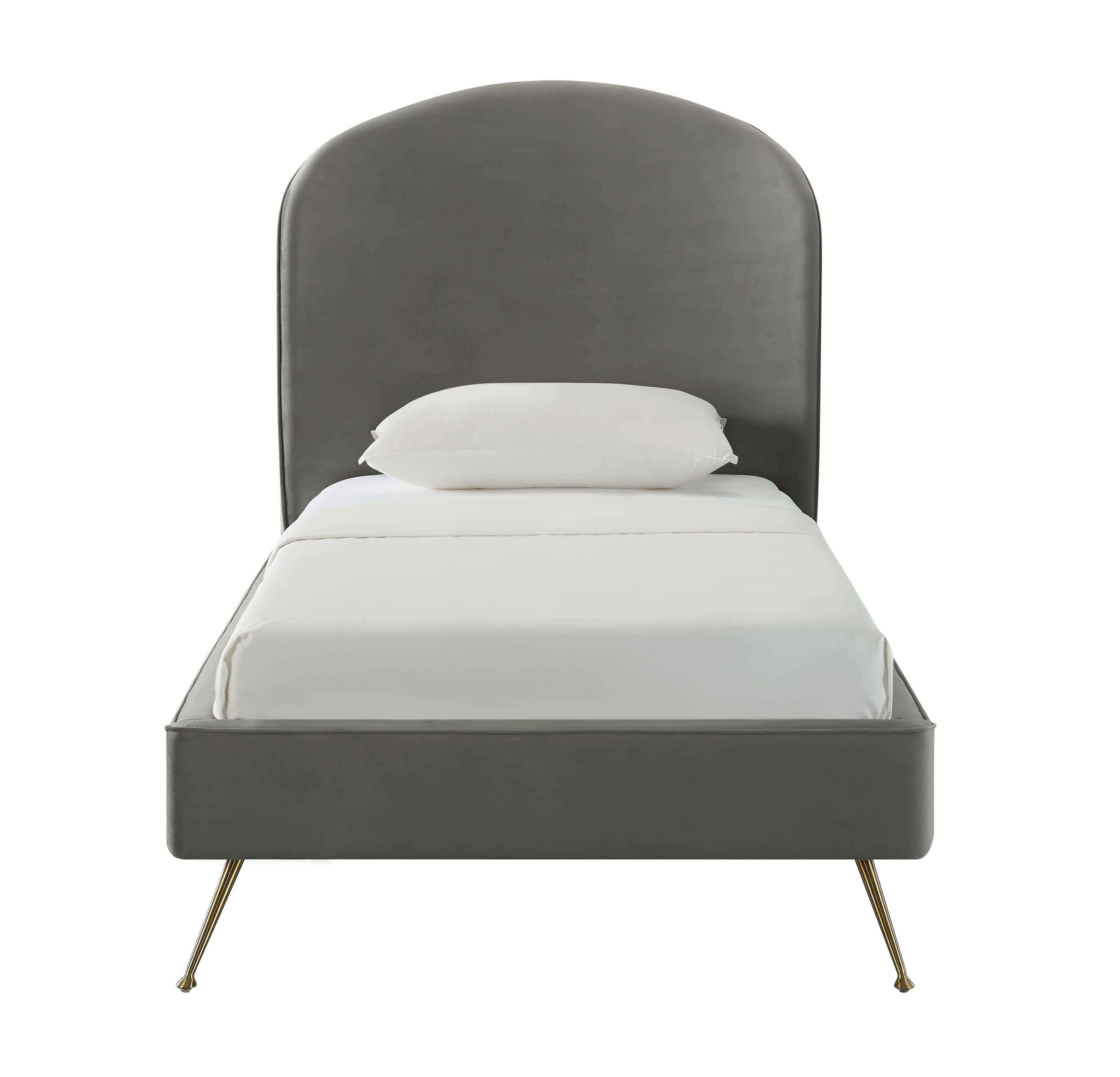 Vivi Grey Velvet Twin Bed By Tov Furniture