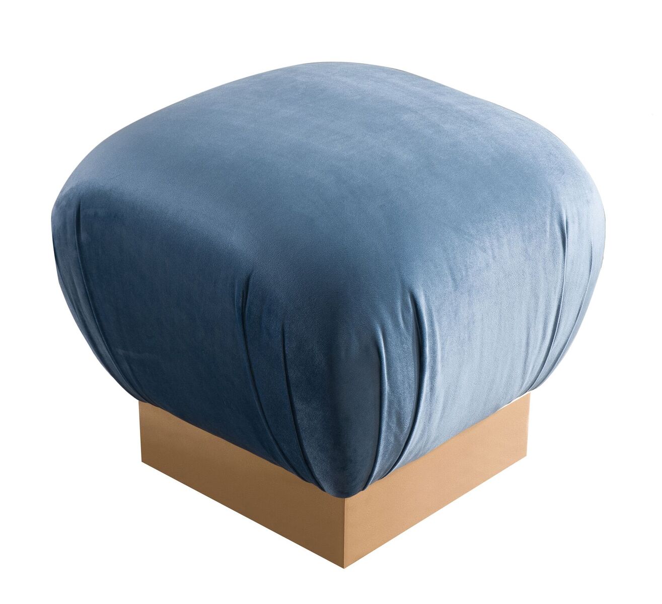 Lotus Sea Blue Velvet Ottoman at Futonland