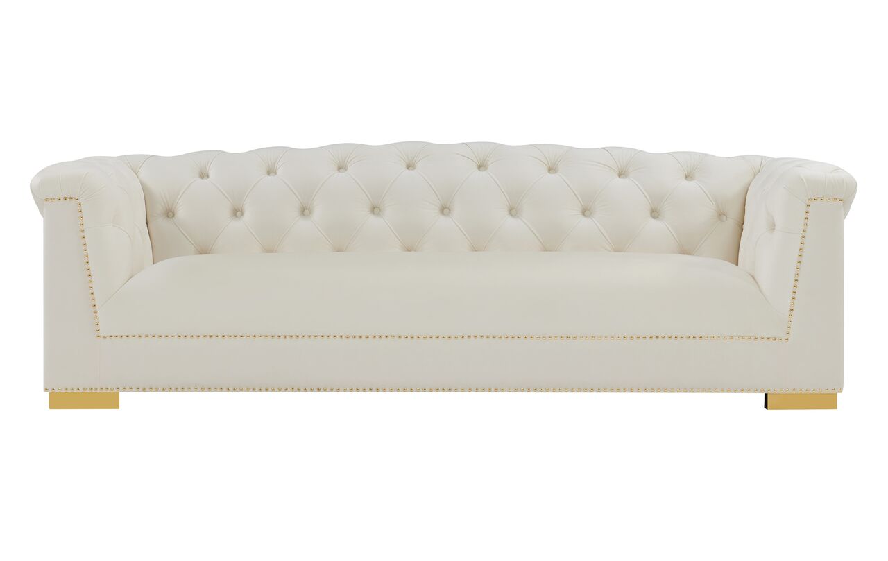 Farah Cream Velvet Sofa by TOV Furniture
