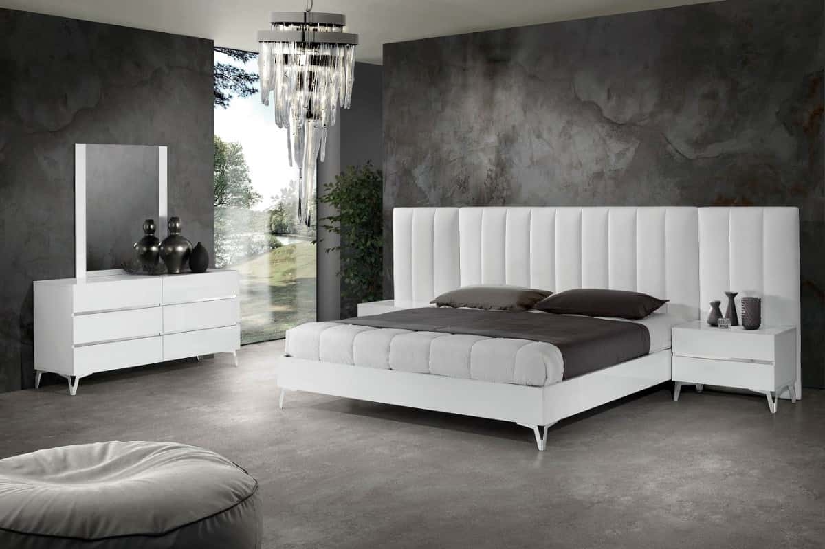 Nova Domus Angela Italian Modern White Eco Leather Bedroom Set By Vig Furniture