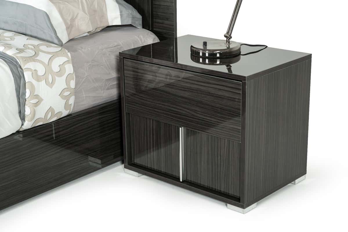 Grey on sale lacquer nightstand