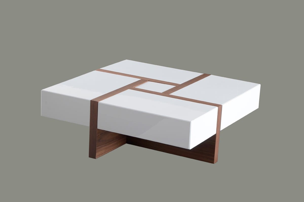 Impressive modrest coffee table Modrest Makai Modern White Walnut Square Coffee Table By Vig Furniture