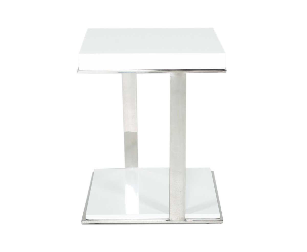 Modrest Optimus Modern White Stainless Steel End Table By Vig Furniture