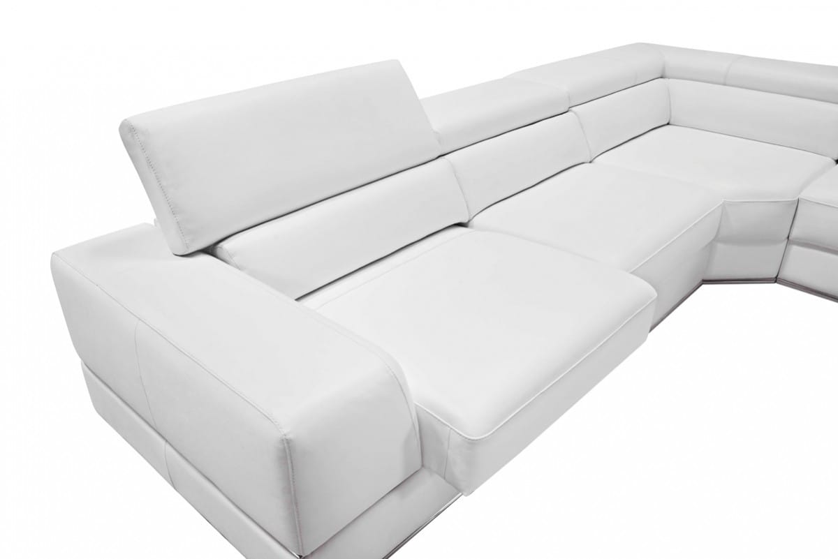 Divani Casa Pella Modern White Bonded Leather Sectional Sofa by VIG