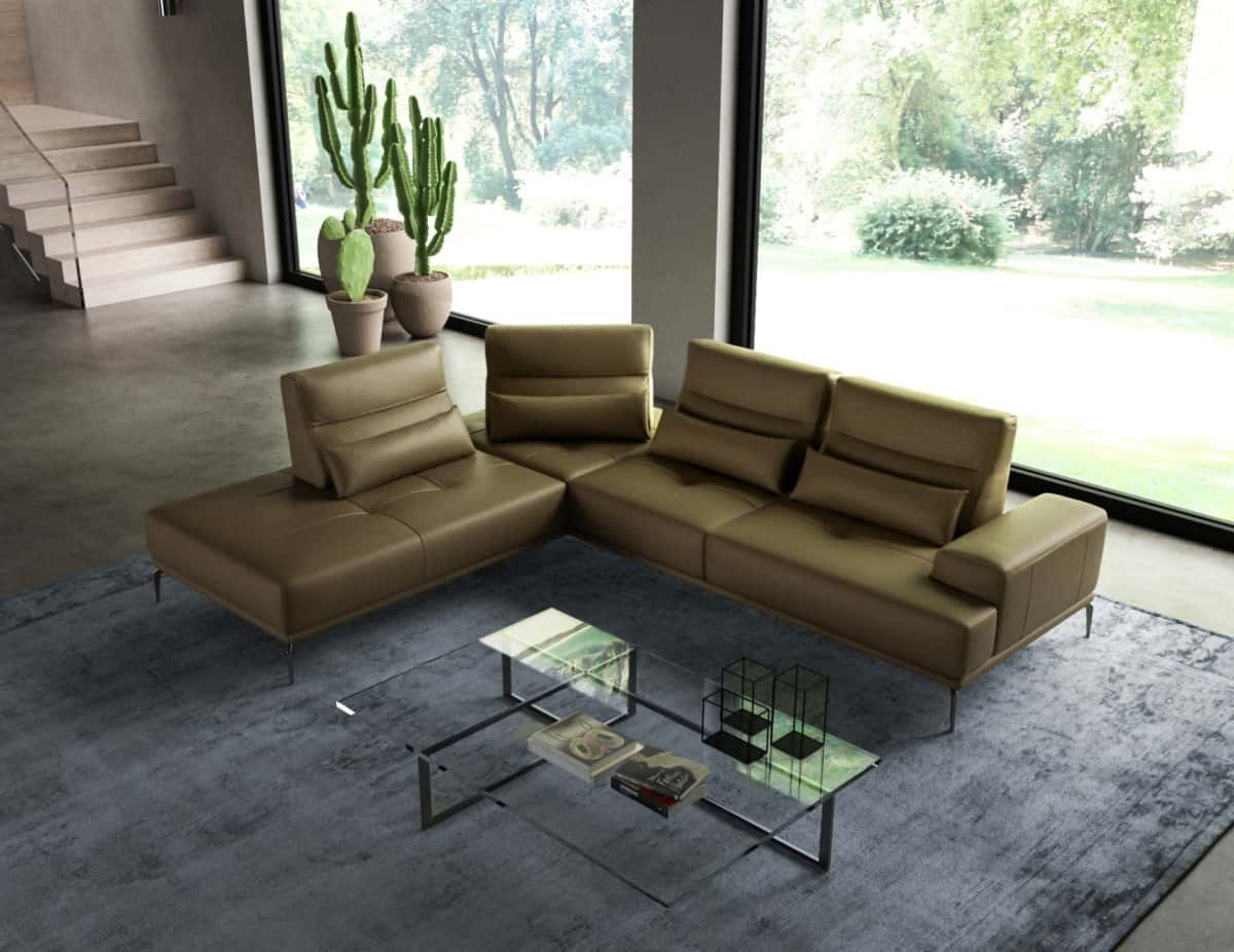 Coronelli Collezioni Sunset - Contemporary Italian Kiwi Leather Left Facing  Sectional Sofa by VIG Furniture