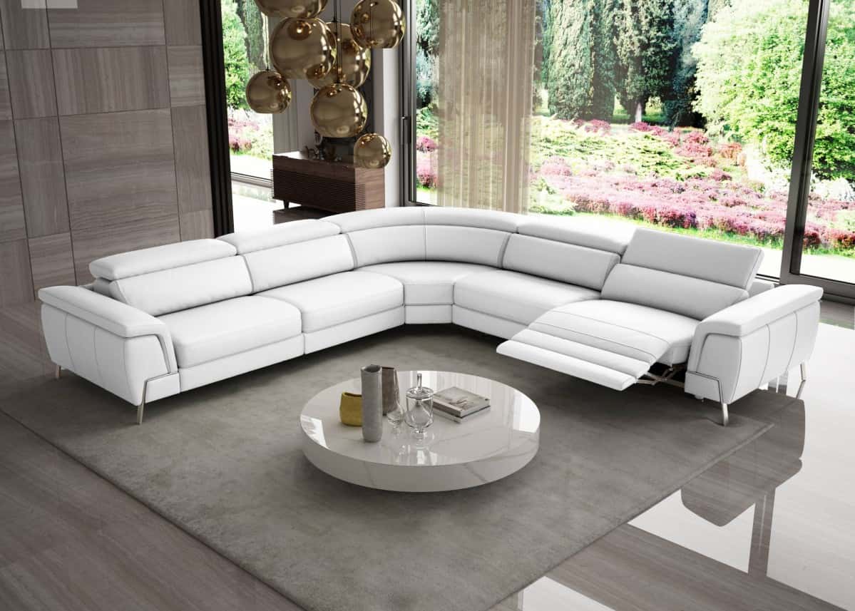 Coronelli Collezioni Wonder - Italian Modern White Leather Sectional Sofa  w/Recliners by VIG Furniture