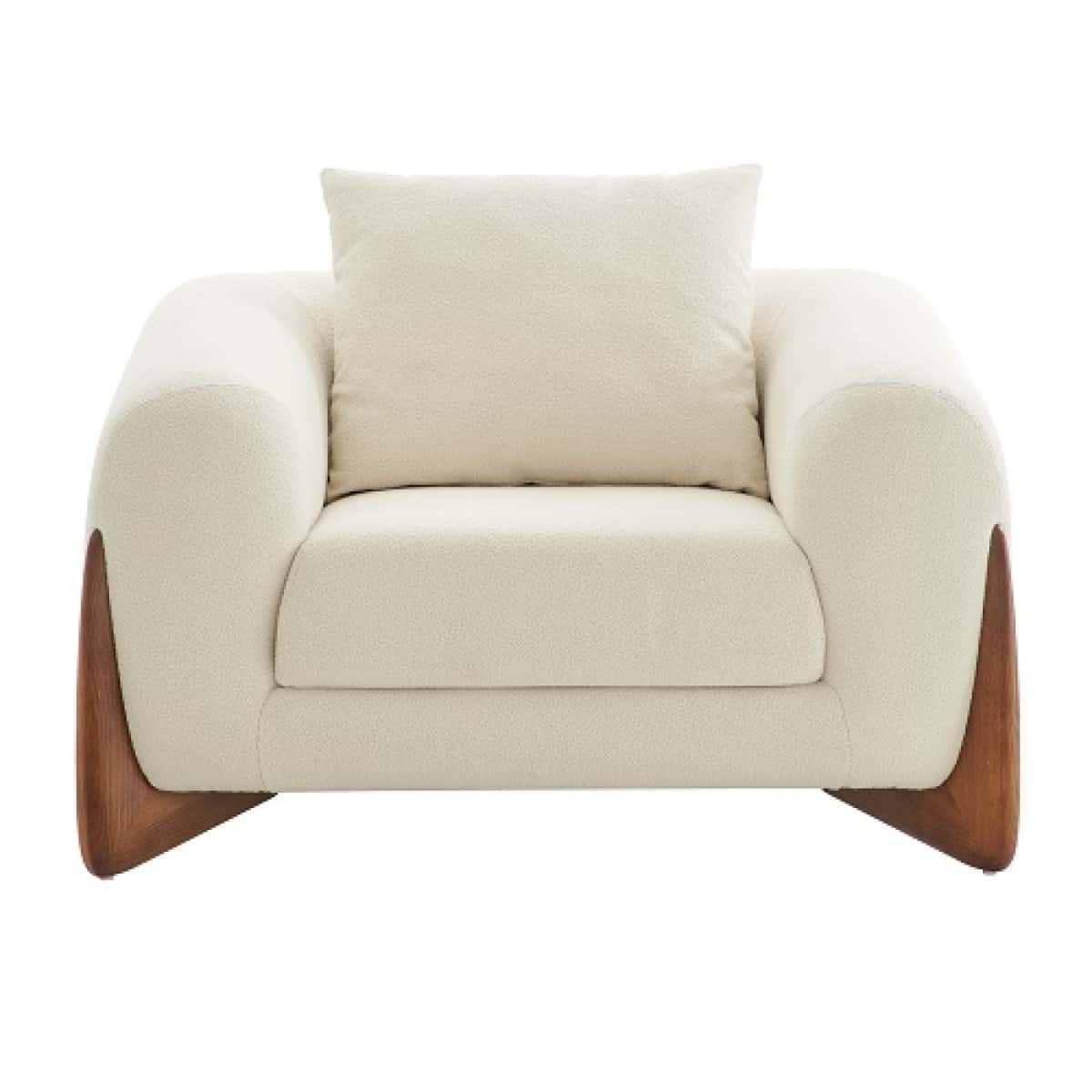 Modrest Fleury - Contemporary Cream Fabric & Walnut Lounge Chair by VIG  Furniture
