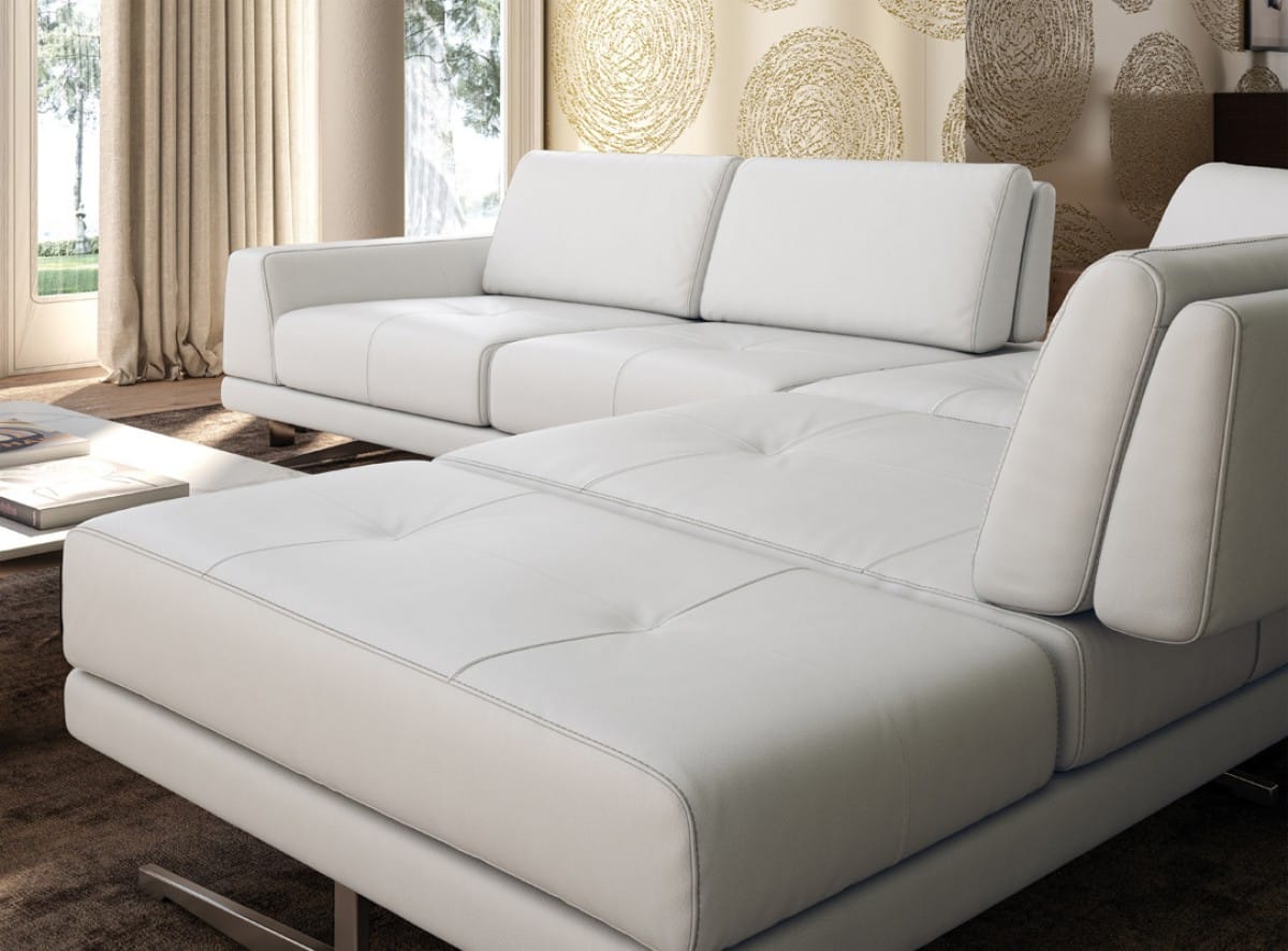 contemporary modern white leather sofa