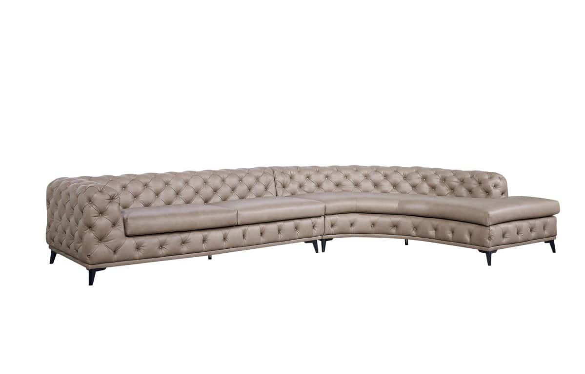 DIvani Casa Kohl - Contemporary Tan Right Facing Sectional Sofa w ...