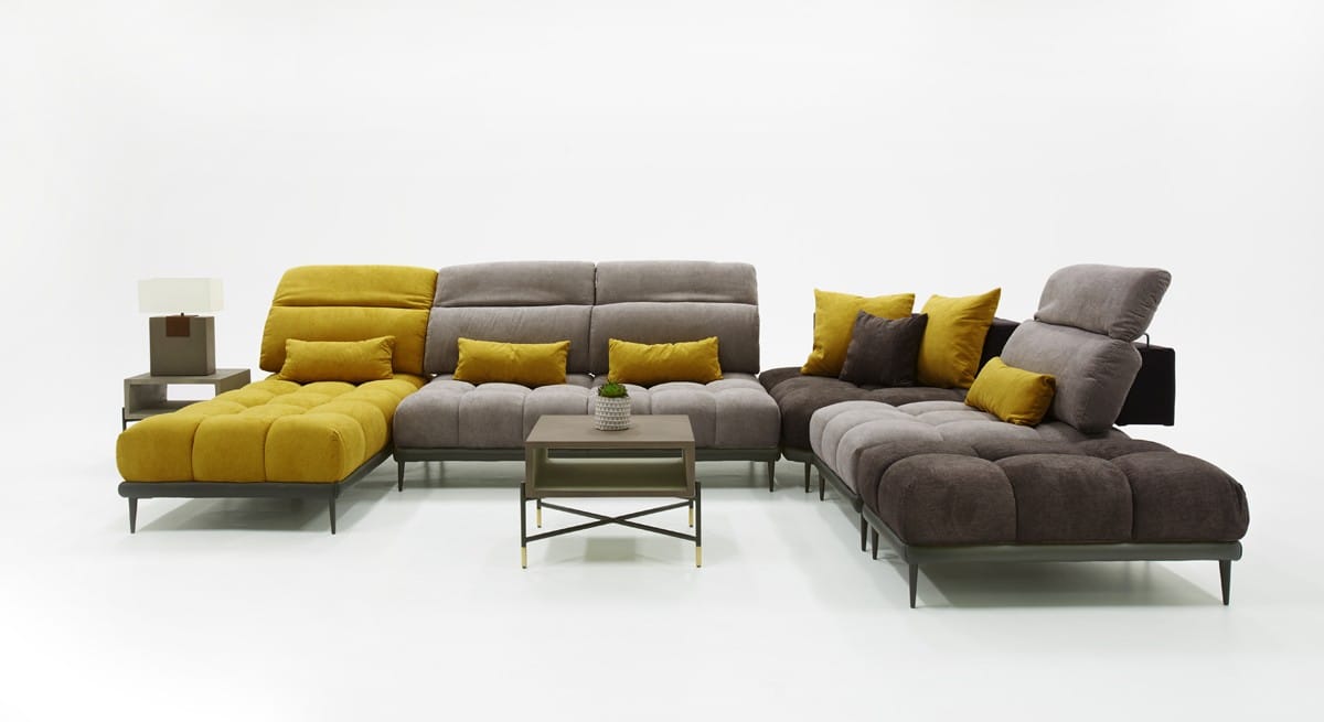David Ferrari Display Italian Modern Grey & Yellow Fabric Modular Sectional  Sofa by VIG Furniture