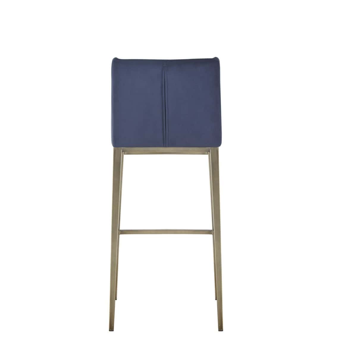 Modrest Mimi Contemporary Blue Velvet & Antique Brass Bar Stool - Thumbnail 5