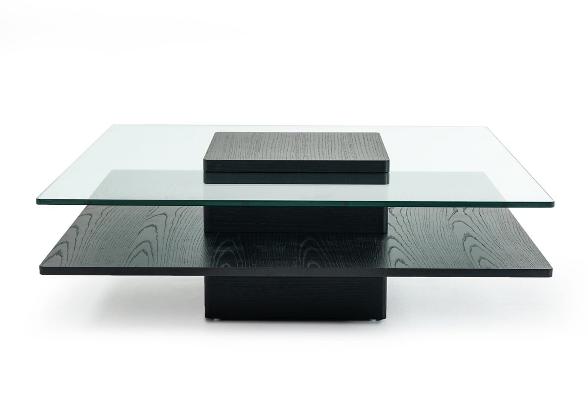 Modrest Emulsion Modern Black Oak Glass Coffee Table By Vig Furniture