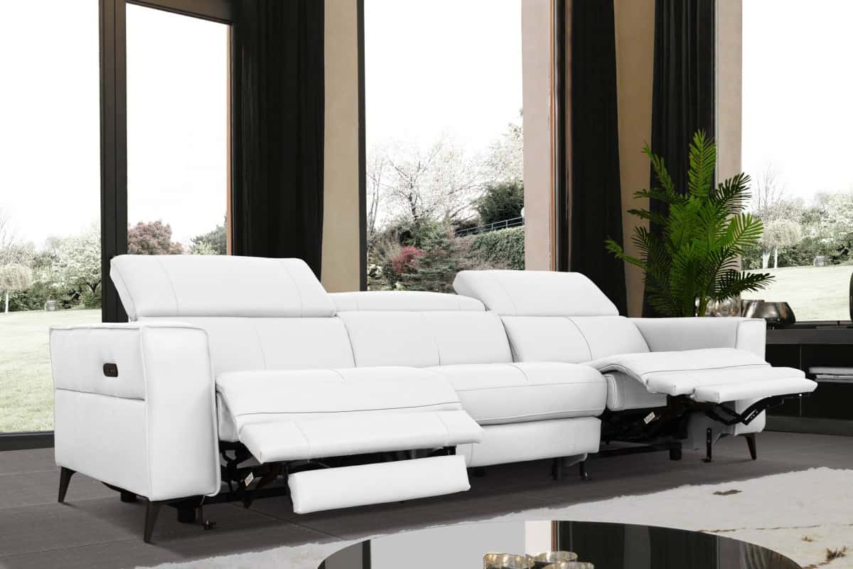 Divani Casa Nella - Modern White Leather Sofa w/Electric Recliners by VIG  Furniture
