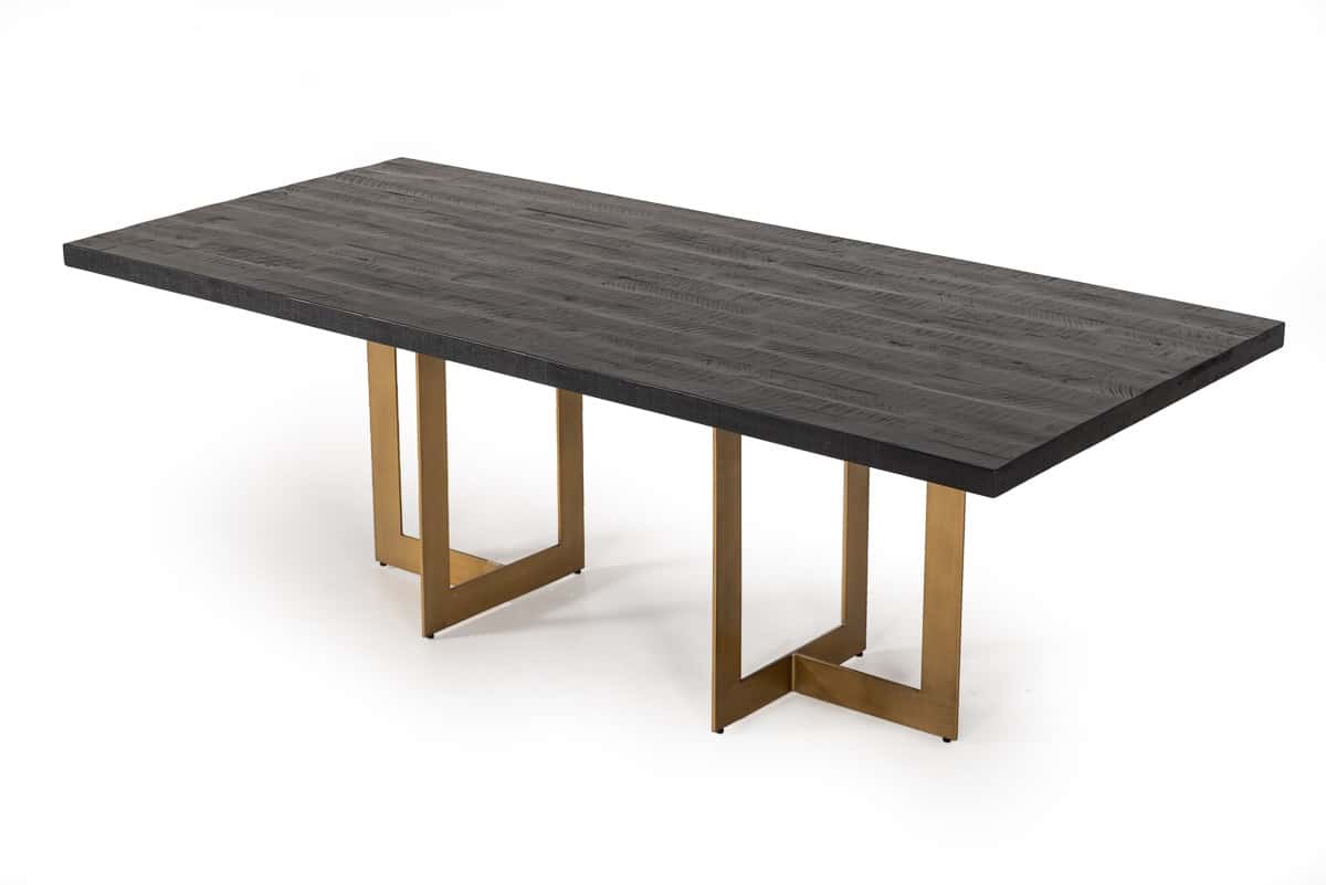 Modrest Cheryl Modern Black Acacia & Antique Brass Dining Table by VIG ...