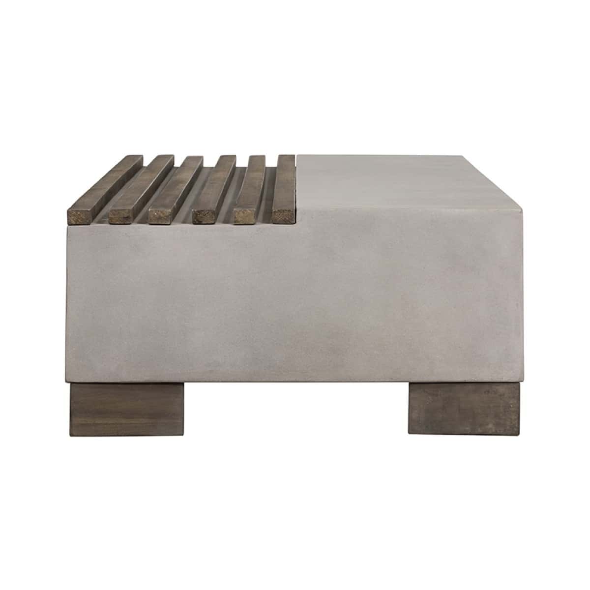 Modrest Delaware Modern Concrete & Acacia Rectangular Coffee Table by