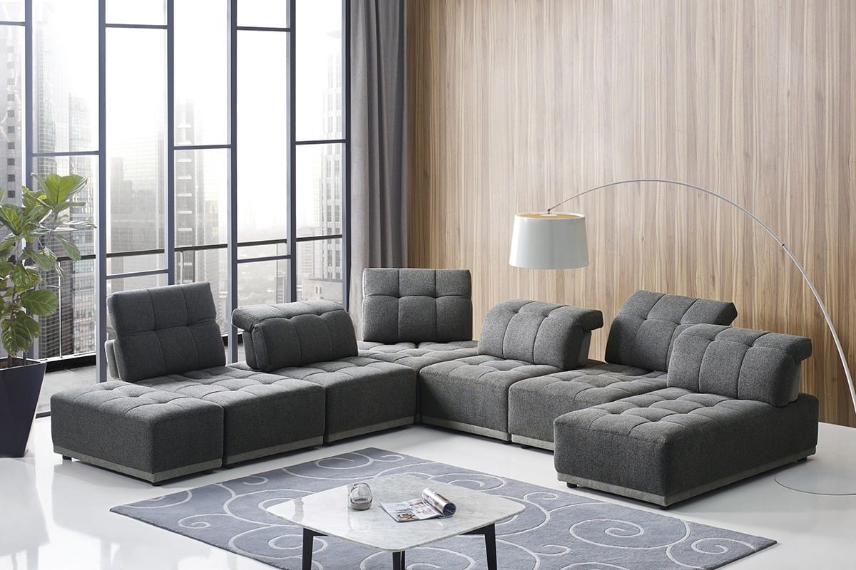 Divani Casa Ekron Modern Grey Fabric Modular Sectional Sofa by VIG Furniture