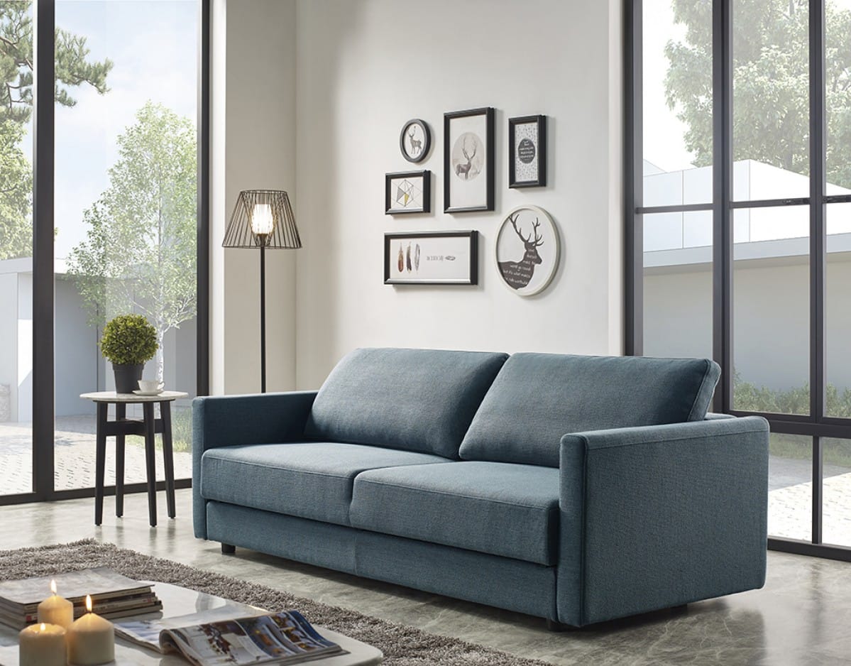Divani Casa Fredonia Modern Blue-Green Fabric Sofa Bed w/Storage by VIG  Furniture