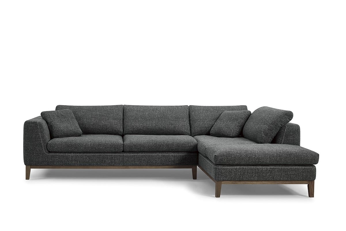 Divani Casa Hickman Modern Dark Grey Fabric Right Facing Sectional Sofa