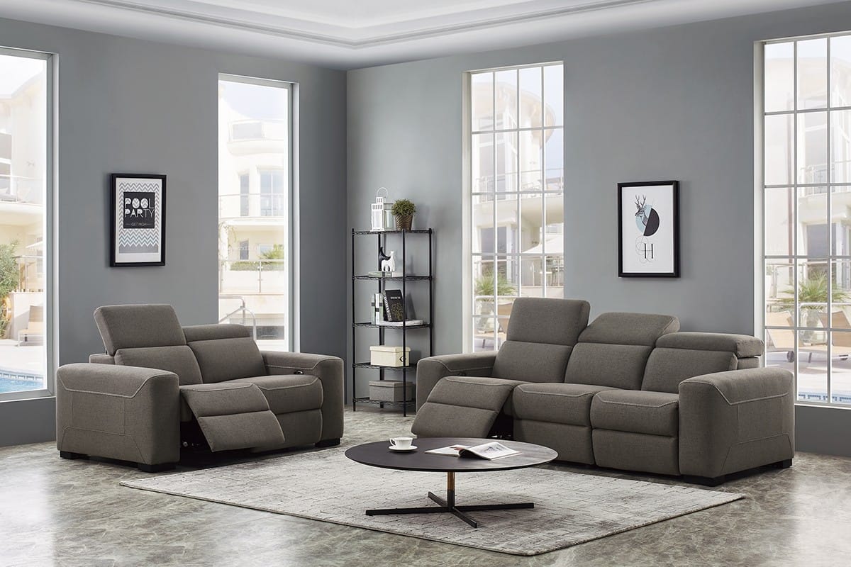 Divani Casa Raywick Modern Brown Fabric Sofa w/2 Recliners by VIG Furniture