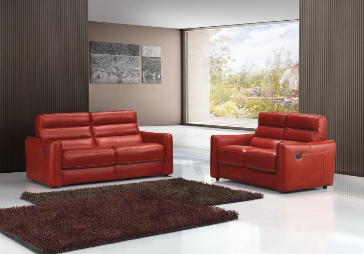 Estro Salotti Levante Modern Red Leather Sofa Set By VIG Furniture