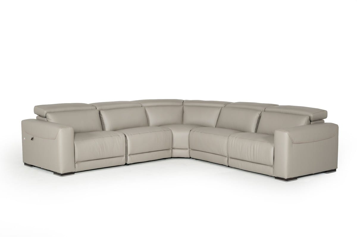 Estro Salotti Thelma Modern Grey Leather Sectional Sofa w/Recliners by VIG  Furniture