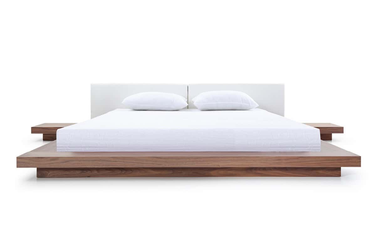 Modrest Opal Modern Walnut & White Platform Bed at Futonland