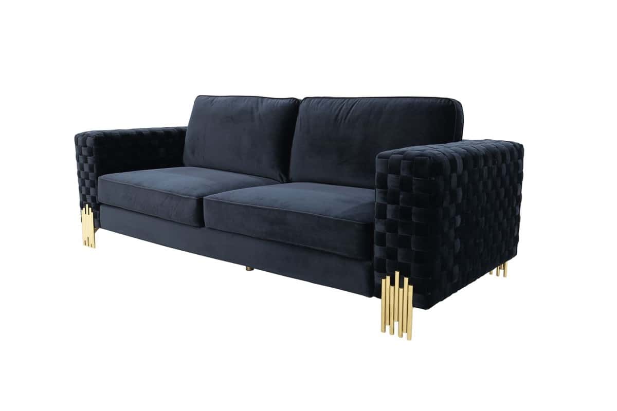 Divani Casa Lori - Modern Velvet Glam Black & Gold Sofa by VIG Furniture