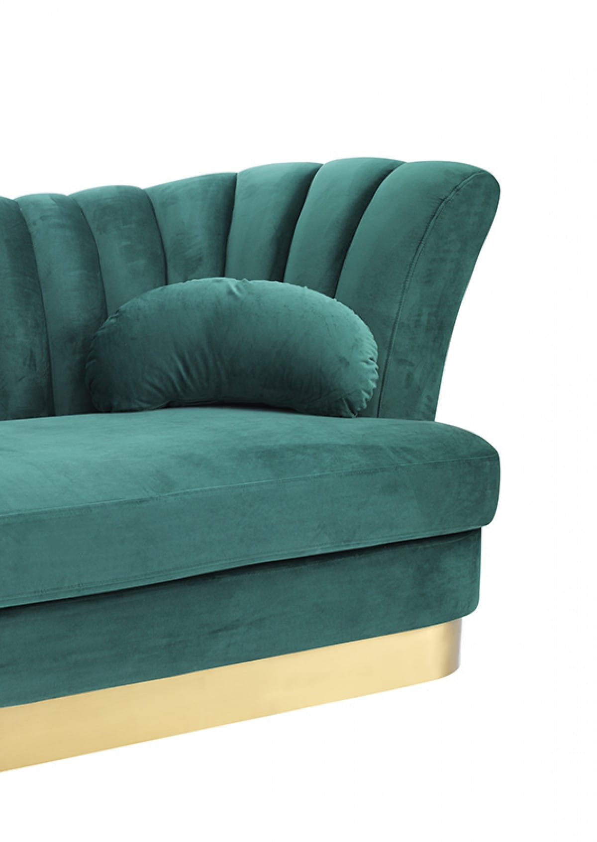 Divani Casa Arvada Modern Green Velvet & Gold Sofa at Futonland