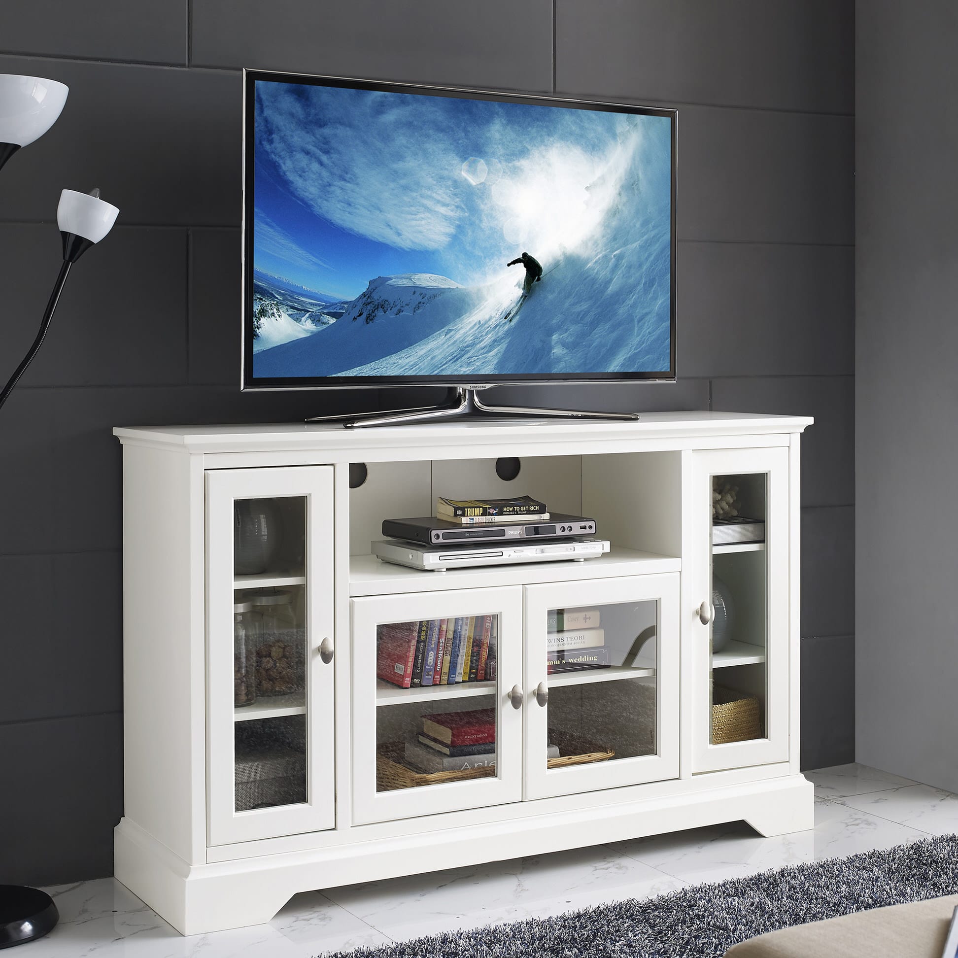 Highboy 52 Inch TV Console White at Futonland