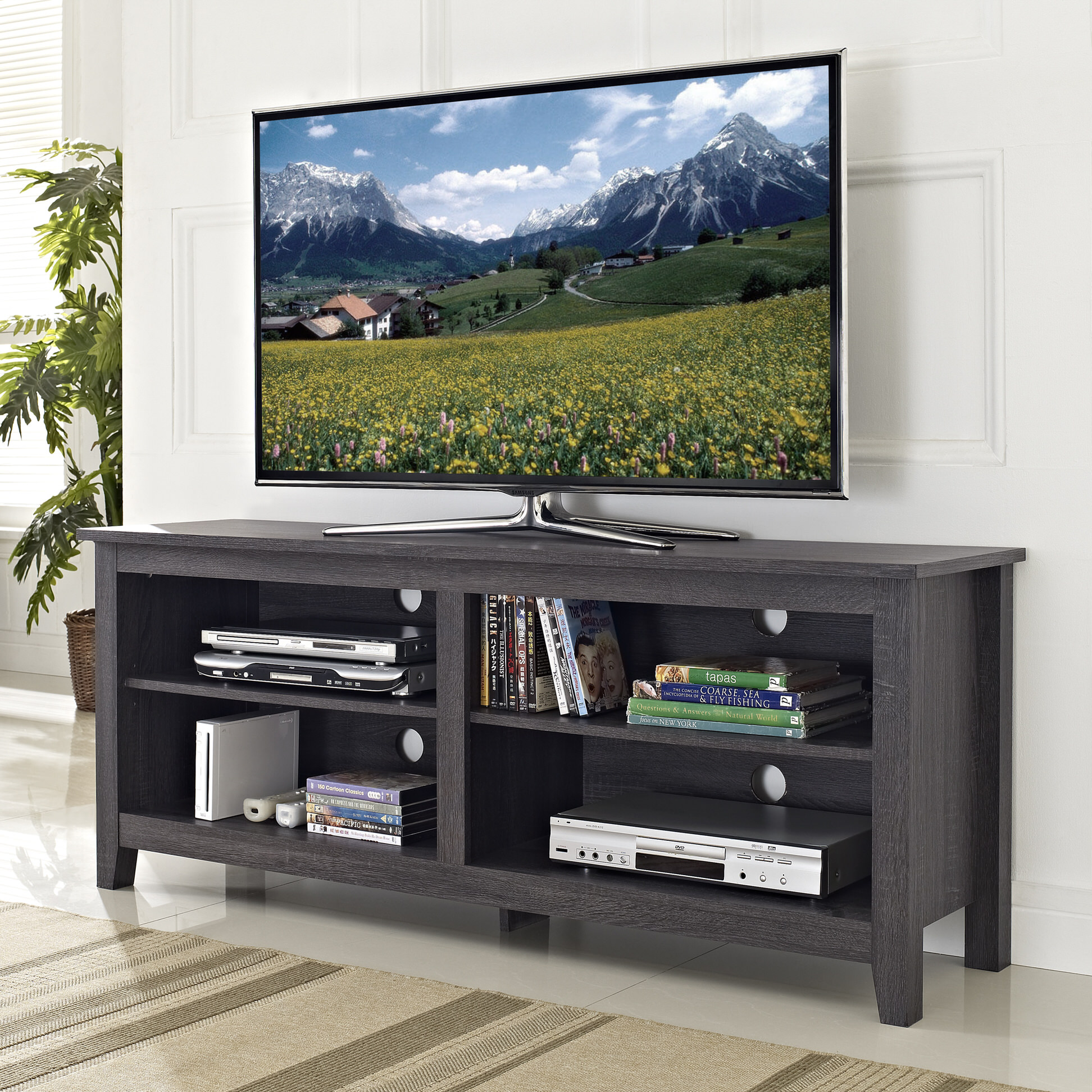 58 W. Trends Contemporary Wood TV Console - Gray