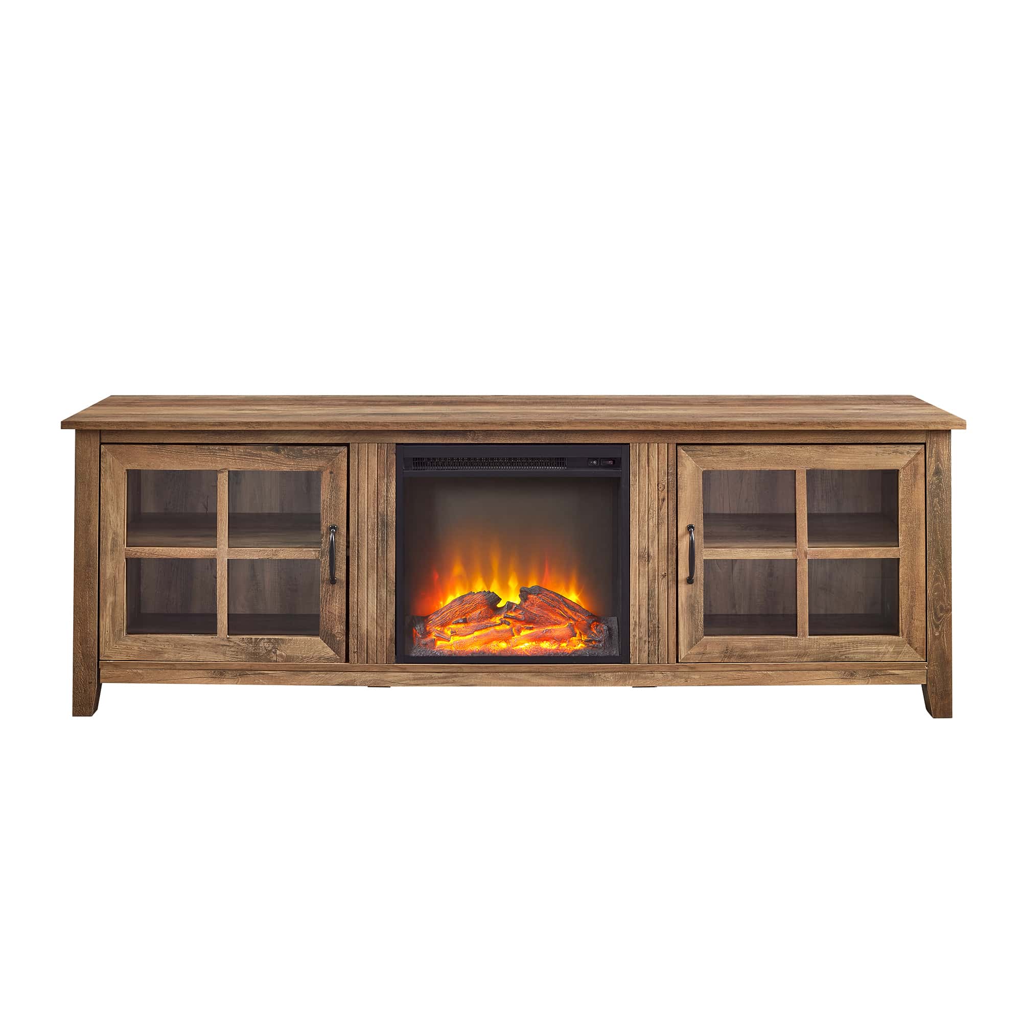 70 Inch Farmhouse Fireplace Wood TV Stand Rustic Oak by Walker Edison