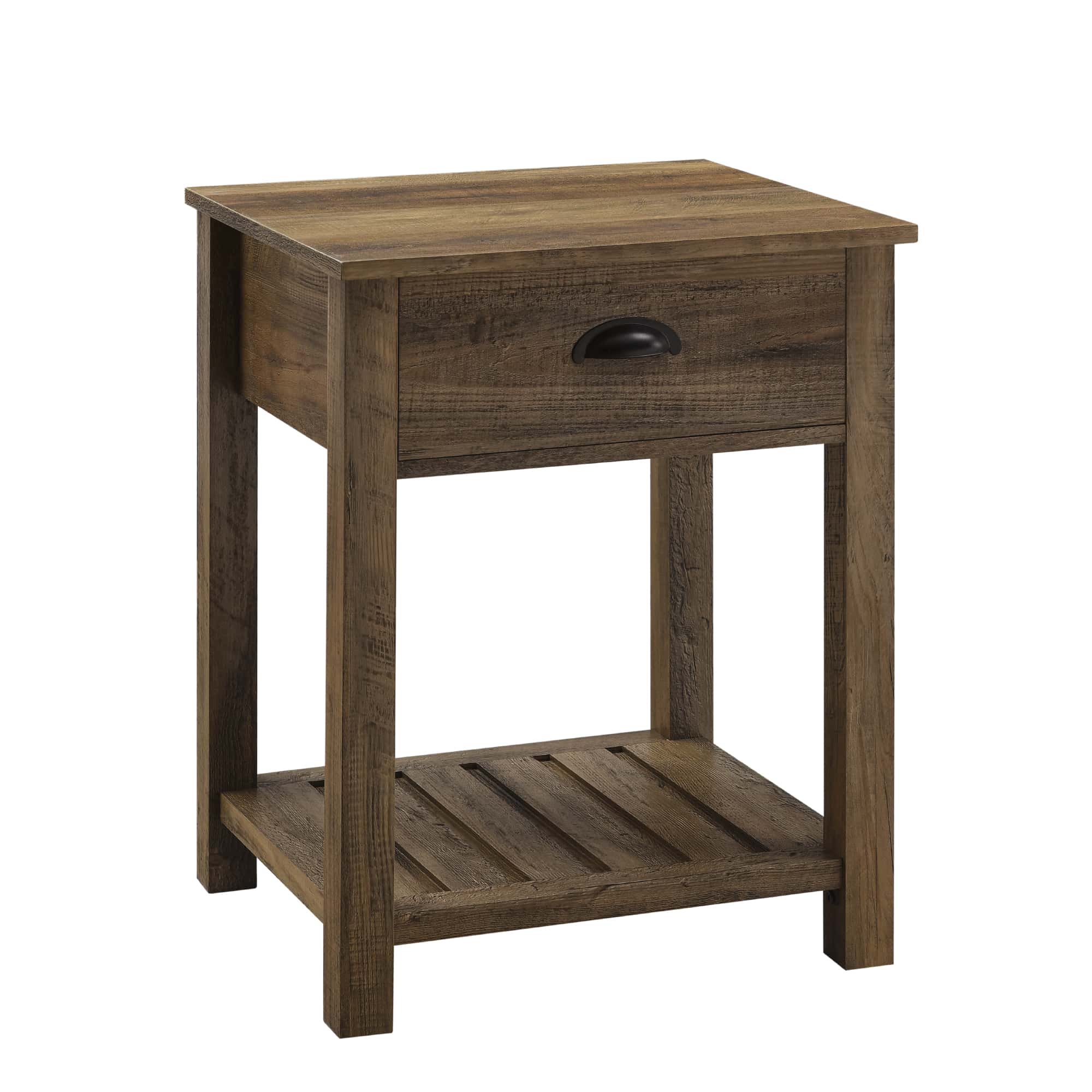 18 Inch Country Single Drawer Side Table Reclaimed Barnwood By Walker Edison