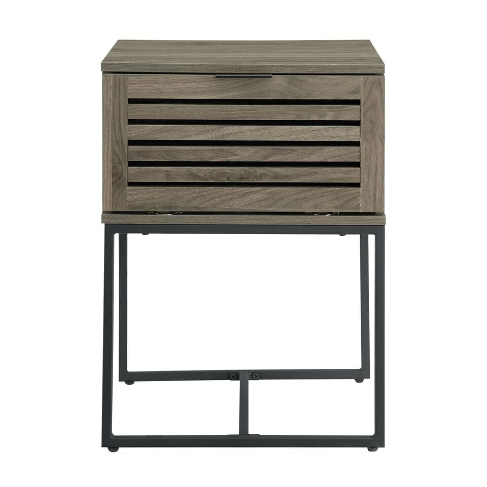 18 Inch Modern Slat Door Side Table Slate Grey By Walker Edison