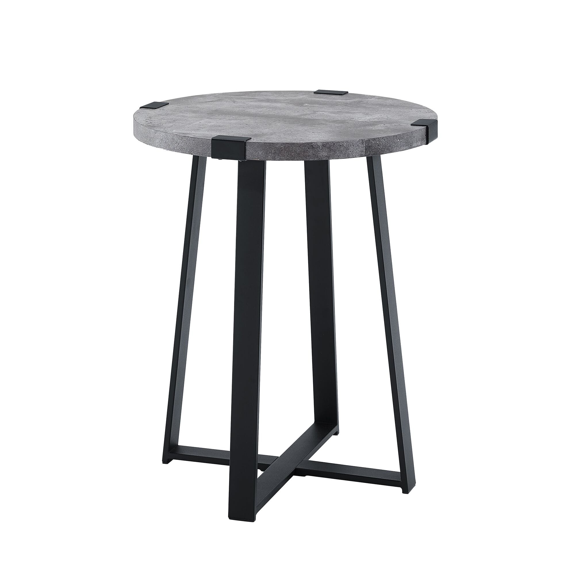 Rustic Side Table - Faux Dark Concrete at Futonland