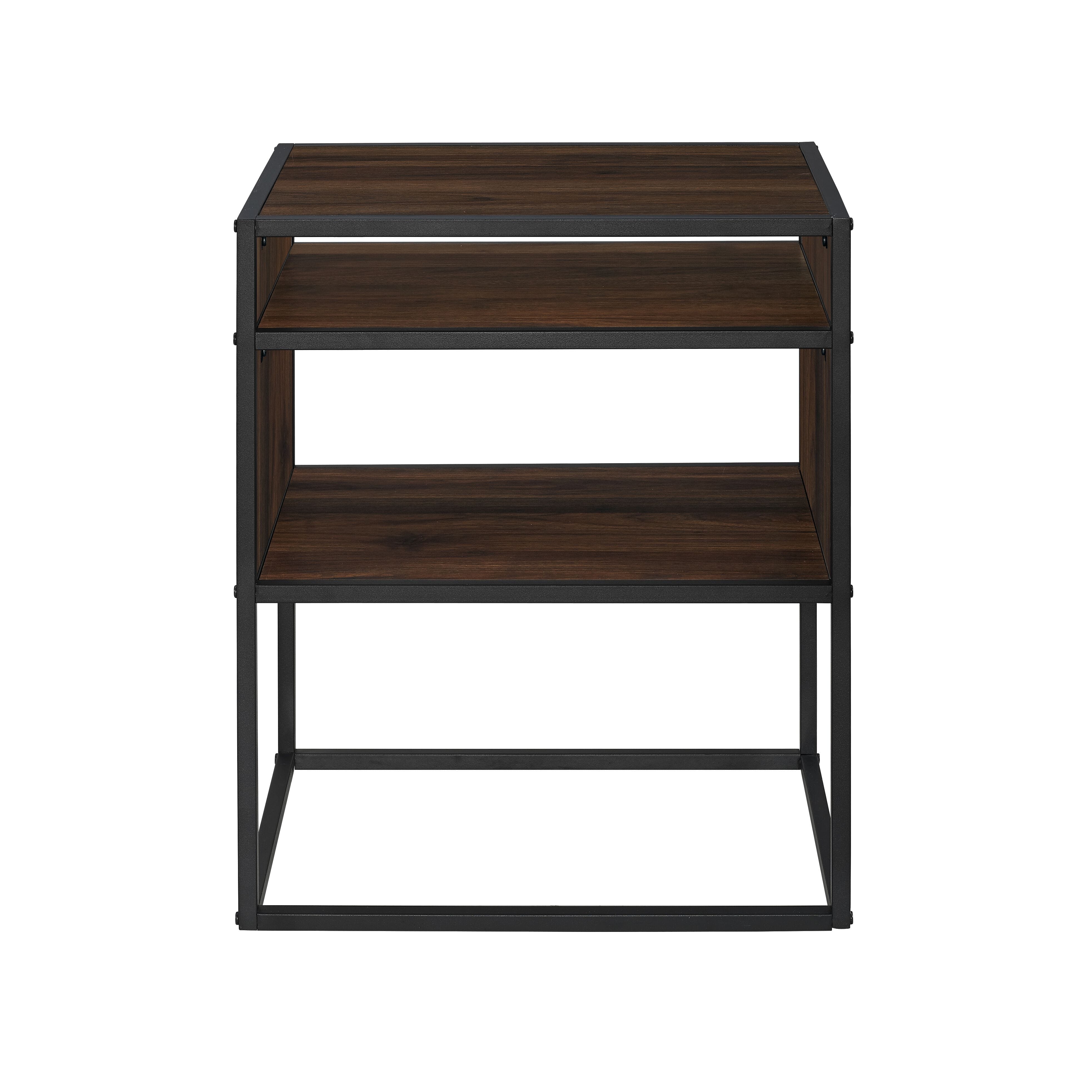 Industrial Modern Side Table - Dark Walnut by Walker Edison