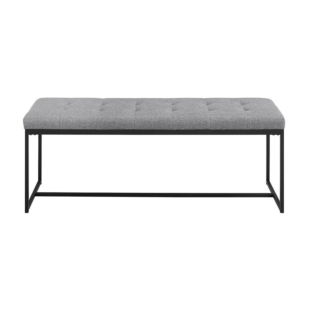 48 Inch Upholstered Tufted Bench Grey By Walker Edison