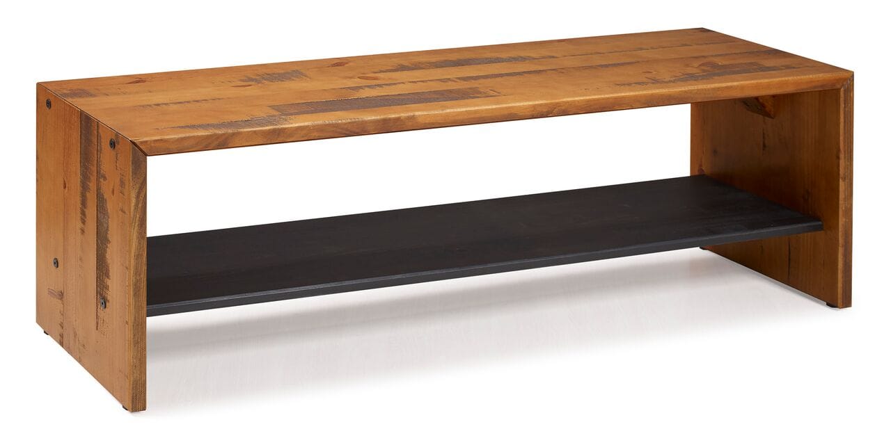 58 Inch Modern Farmhouse Wood Entryway Bench Amber By