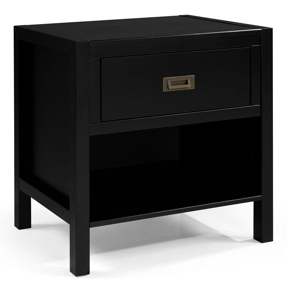1-Drawer Classic Solid Wood Nightstand - Black by Walker Edison