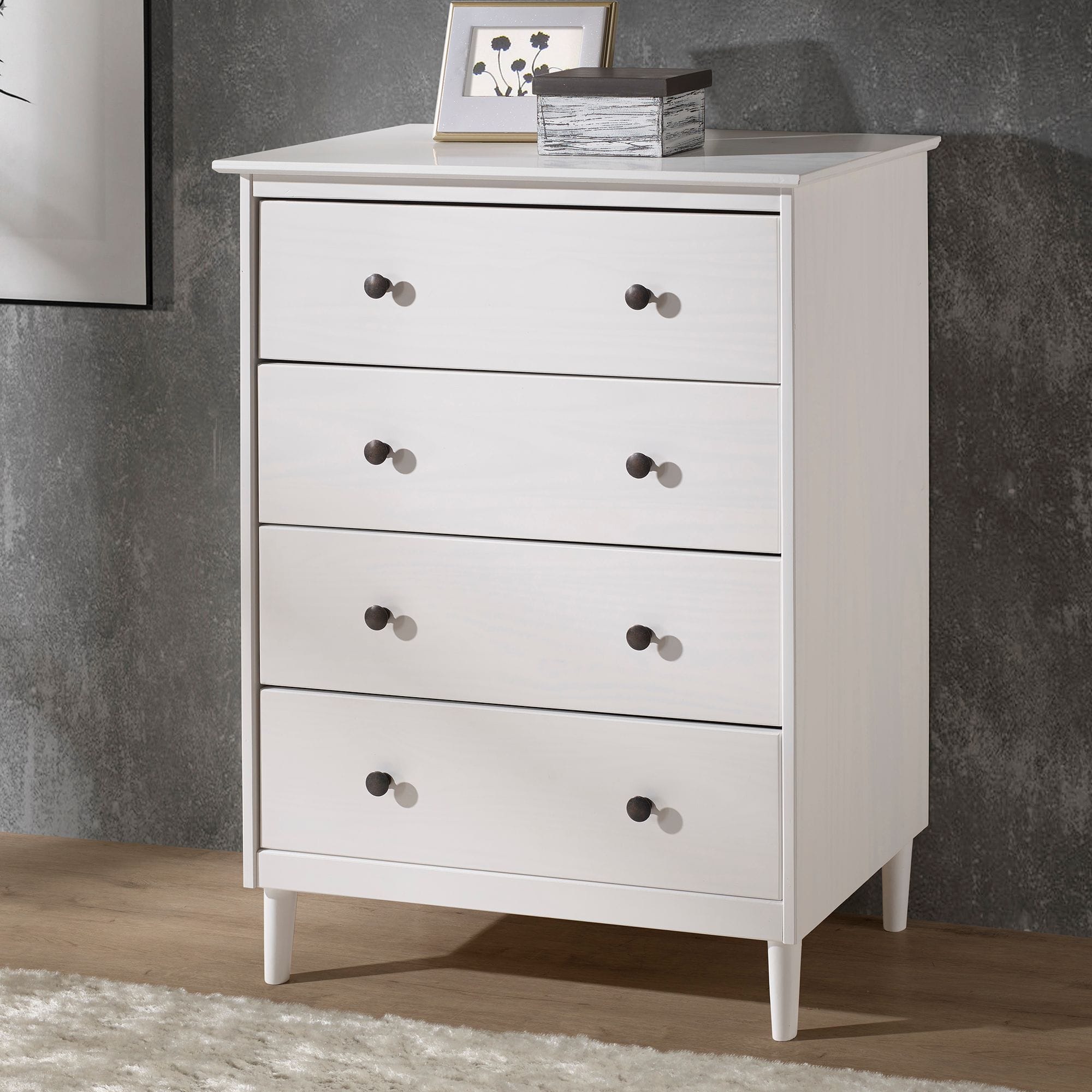 Modern 4 Drawer Dresser White by Walker Edison