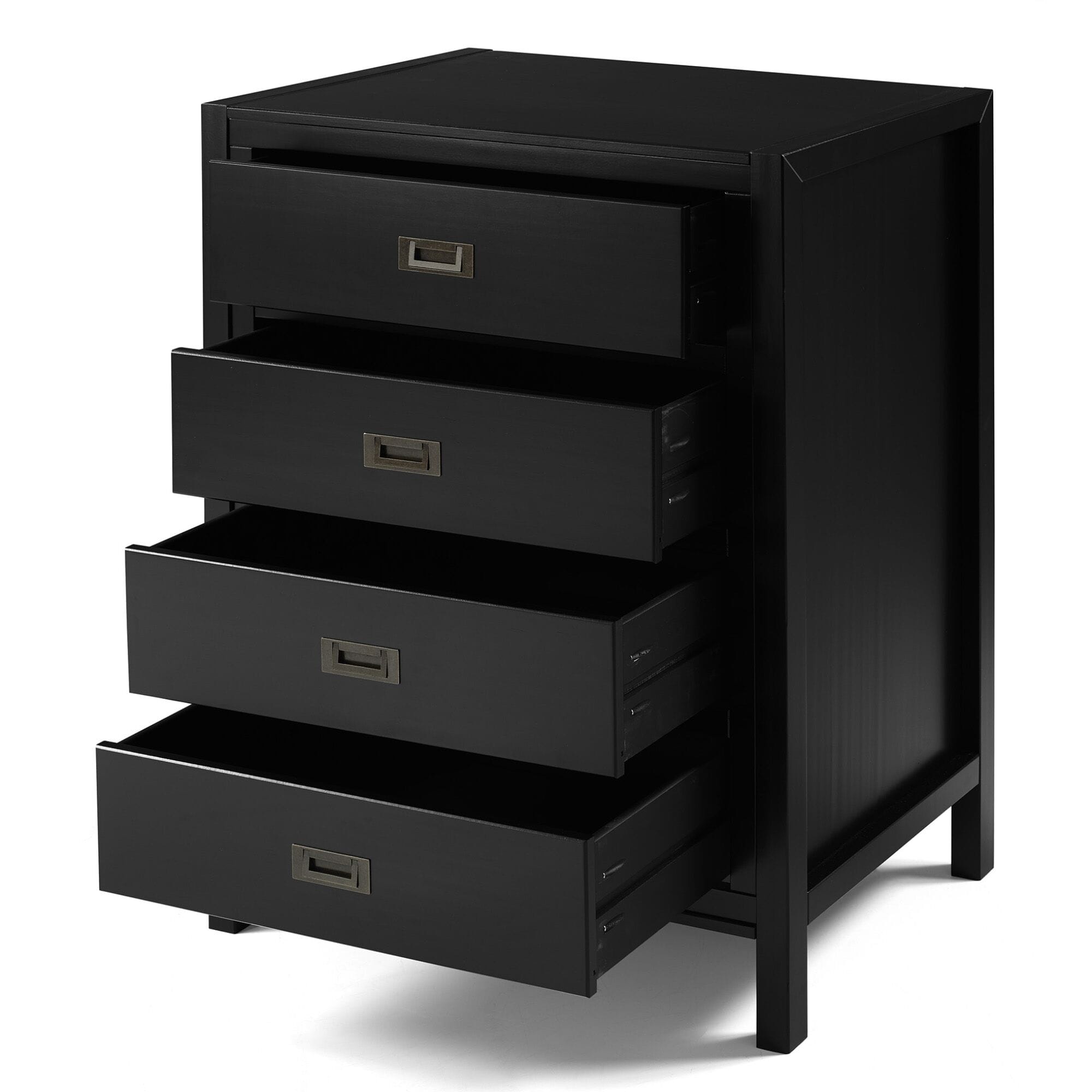 40 Inch Classic Solid Wood 4Drawer Chest Black at Futonland