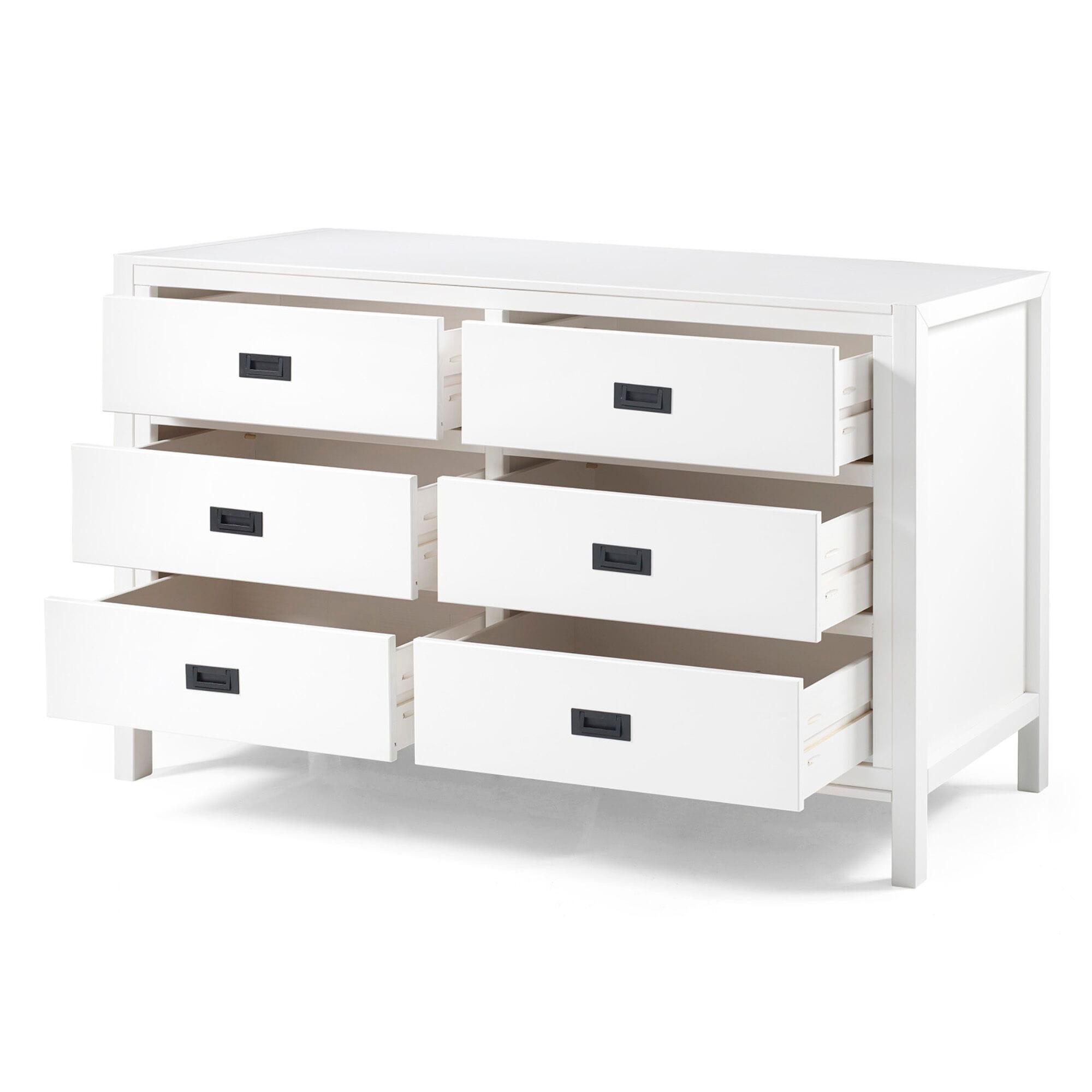 57 Inch Classic Solid Wood 6 Drawer Dresser White By Walker Edison