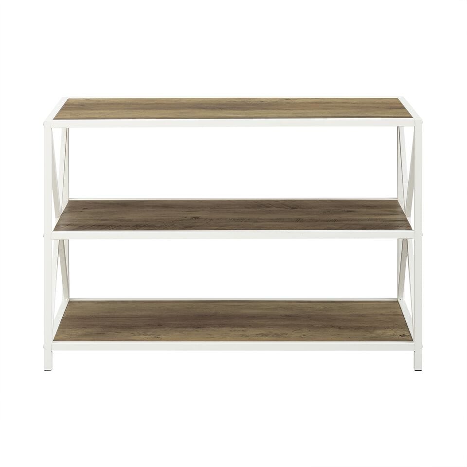 40 Inch Industrial Wood Bookcase Rustic Oak White Metal By